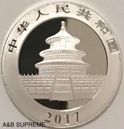 2017 Chinese Panda 10 Yuan 30 Gram .999 Fine Silver Superb Gem Bu Proof Like