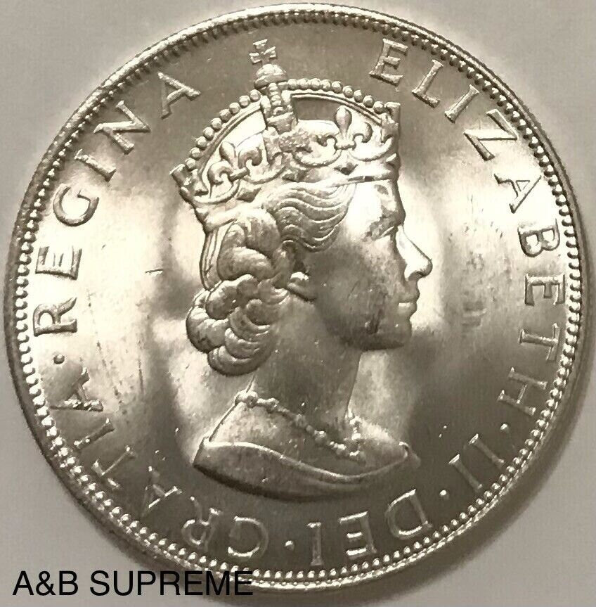 1964 Bermuda Crown Elizabeth II British Colony Gem Bu Uncirculated 50% Silver
