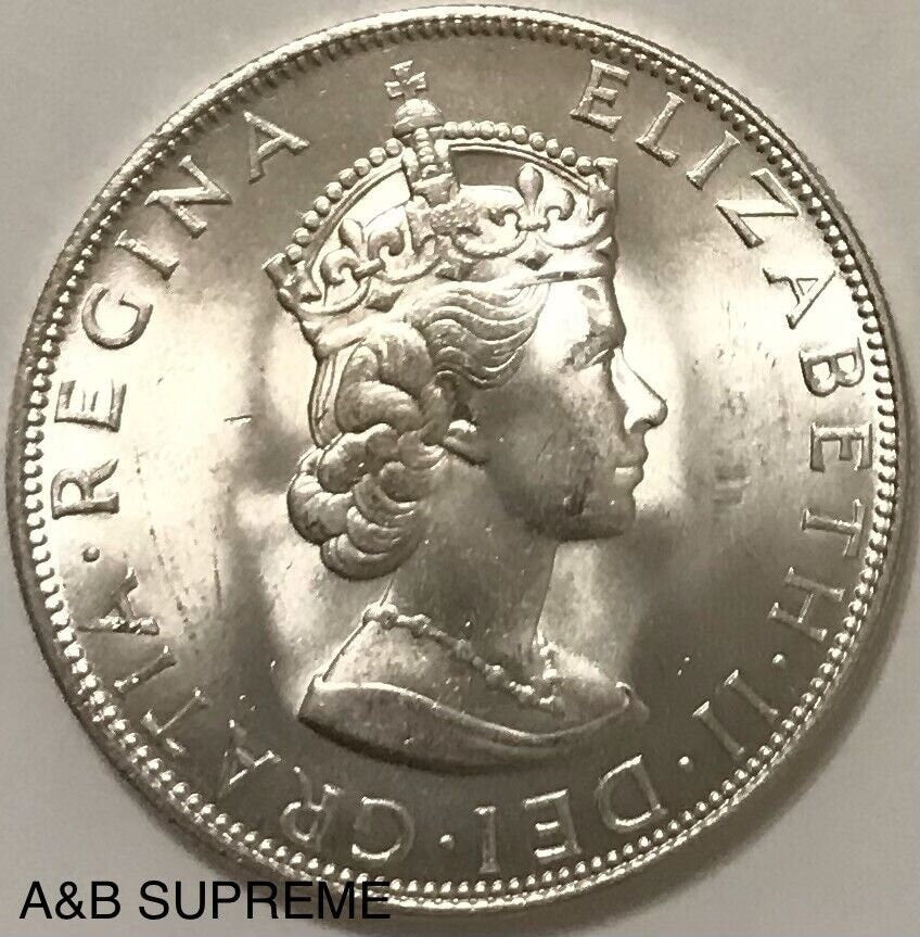 1964 Bermuda Crown Elizabeth II British Colony Gem Bu Uncirculated 50% Silver
