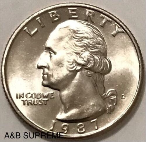 1987 D Washington Quarter Dollar Gem Bu Uncirculated