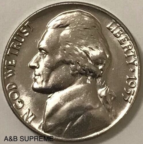 1955 D Thomas Jefferson Nickel Gem Bu Uncirculated