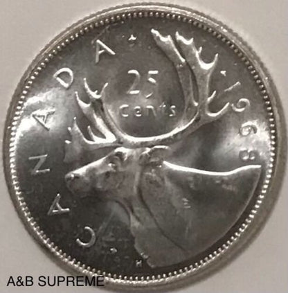 1968 Canada Silver Quarter Proof Like Choice Bu Uncirculated 50% Silver