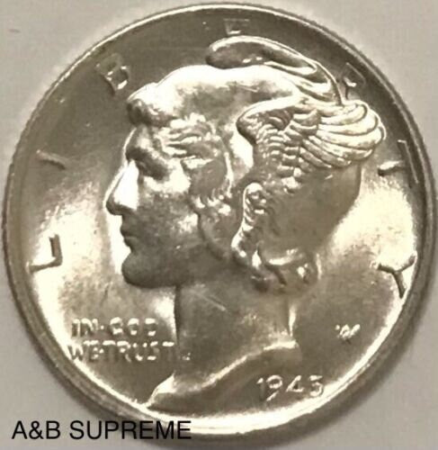 1945 S “Micro S” Mercury Dime Gem Bu Uncirculated 90% Silver