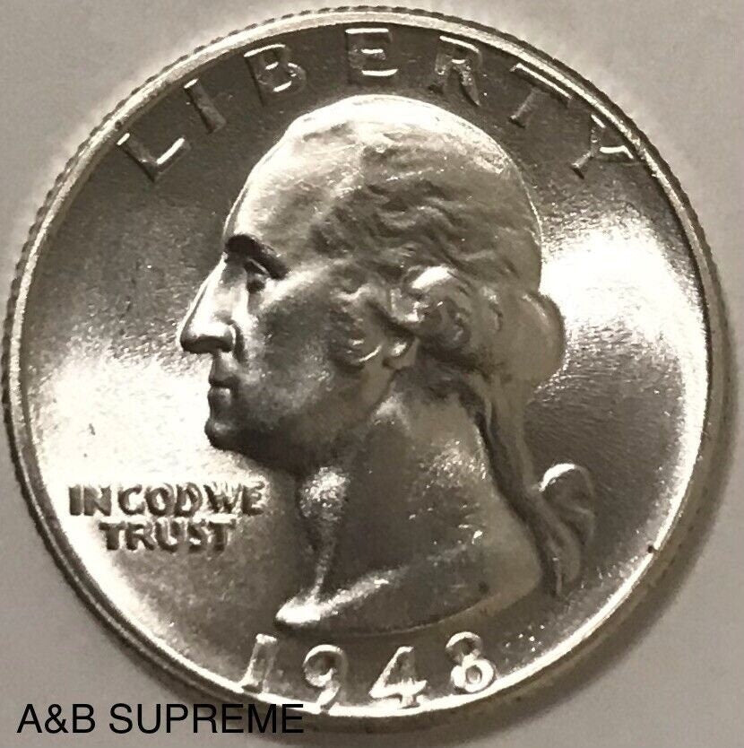 1948 S Washington Quarter Gem Bu Uncirculated 90% Silver