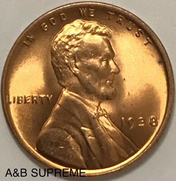 1938 Lincoln Wheat Cent Bronze Penny Gem Bu Uncirculated