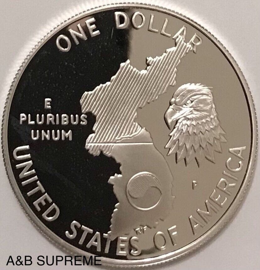 1991 P Korean War Korea Cameo Gem Proof Commemorative Dollar 90% Silver