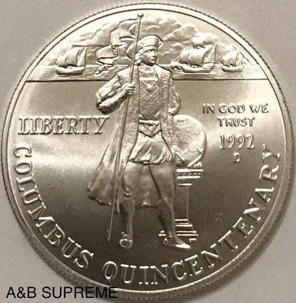 1992 D Columbus Quincentenary Commemorative Gem Bu Uncirculated Dollar 90% Silver