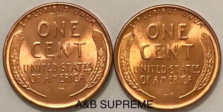 1957 P & D Lincoln Wheat Cent 2 Coin Set Bronze Pennies Gem Bu Uncirculated