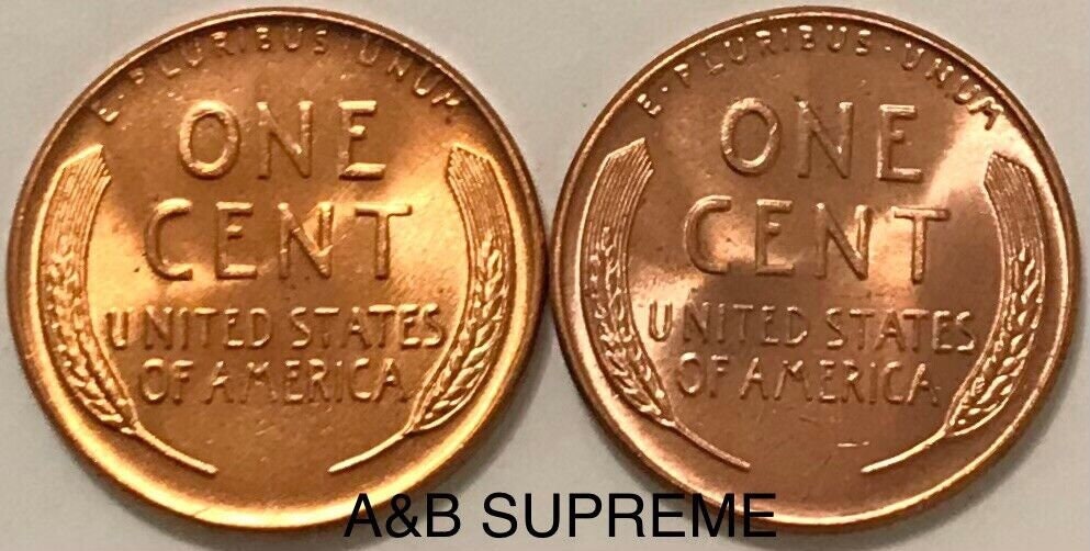 1956 P & D Lincoln Wheat Cent 2 Coin Set Bronze Pennies Gem Bu Uncirculated