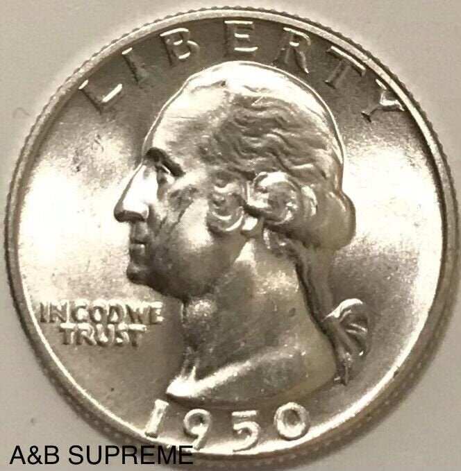 1950 D Washington Quarter Superb Gem Bu MS Fresh From Original Roll