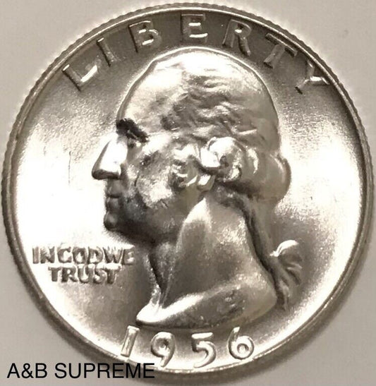 1956 D Washington Quarter Gem Bu Uncirculated 90% Silver
