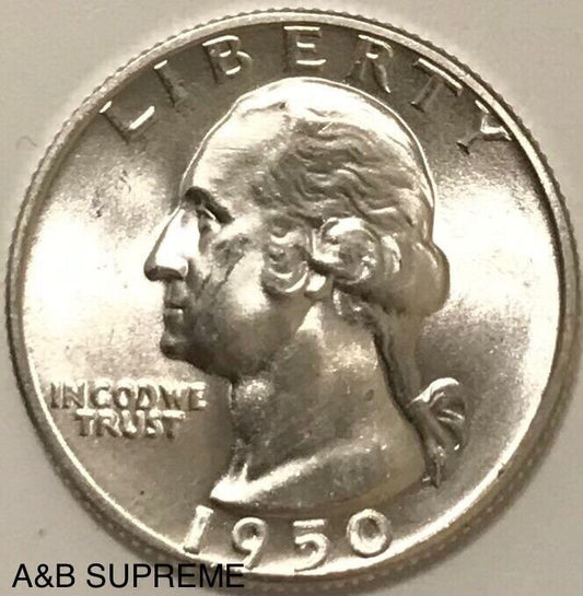 1950 D Washington Quarter Superb Gem Bu MS Fresh From Original Roll