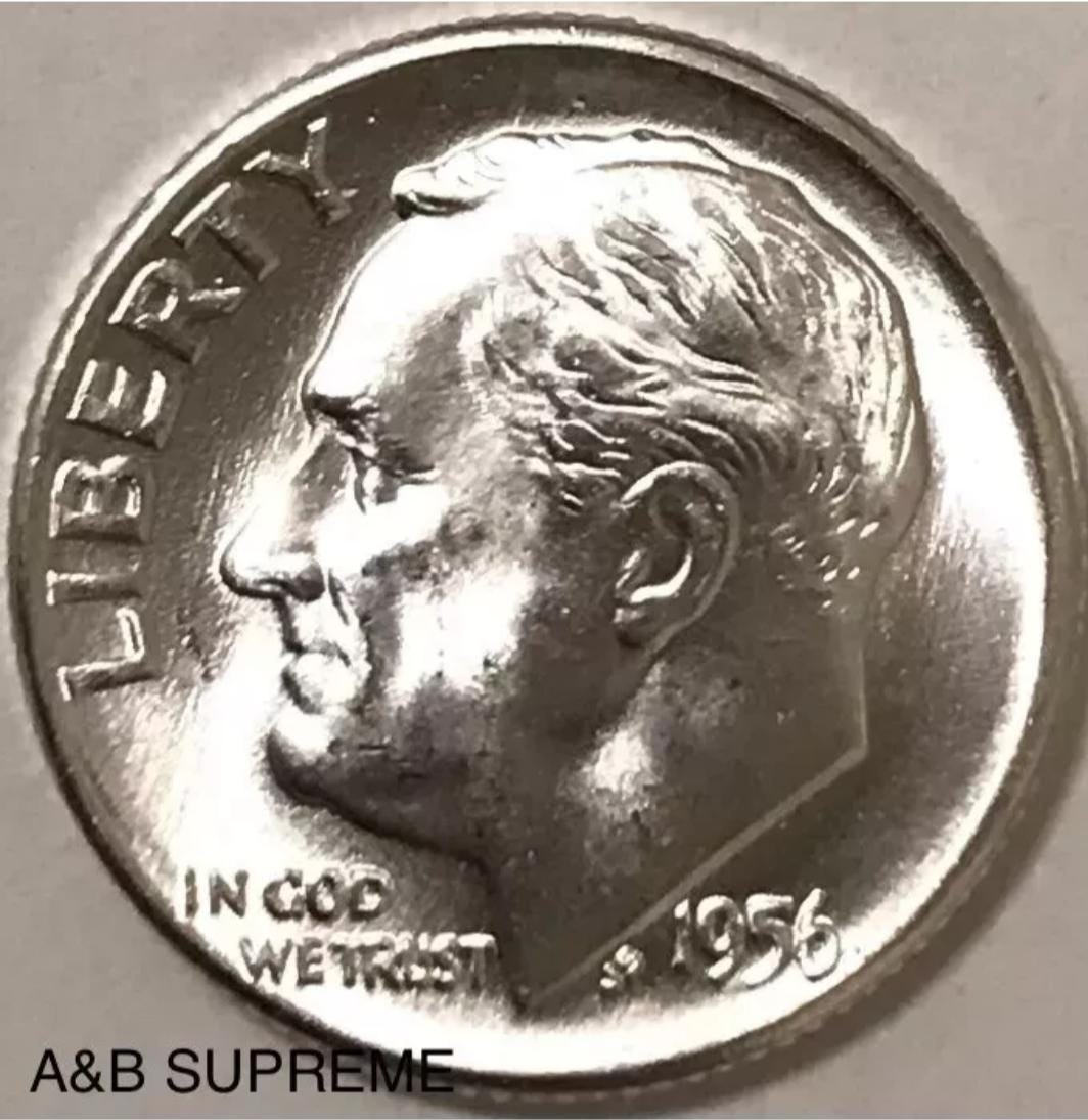 1) 1946-1959 Roosevelt Dime From OBW Roll Estate CHOICE-GEM Bu Uncirculated 90% Silver