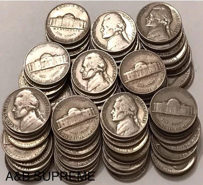 Huge Collection Of 100 Fine-Extra Fine Cond. Jefferson Nickels 1938-1959 Lot
