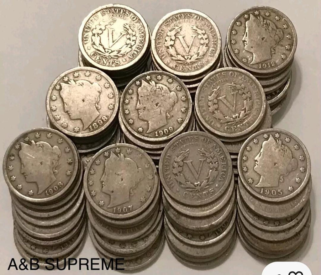 Huge Collection Of 100 Liberty V Nickels Good To Fine Estate Sale Lot