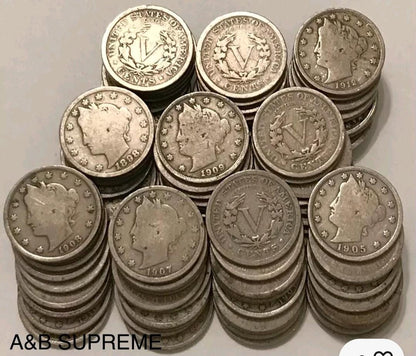Huge Collection Of 100 Liberty V Nickels Good To Fine Estate Sale Lot