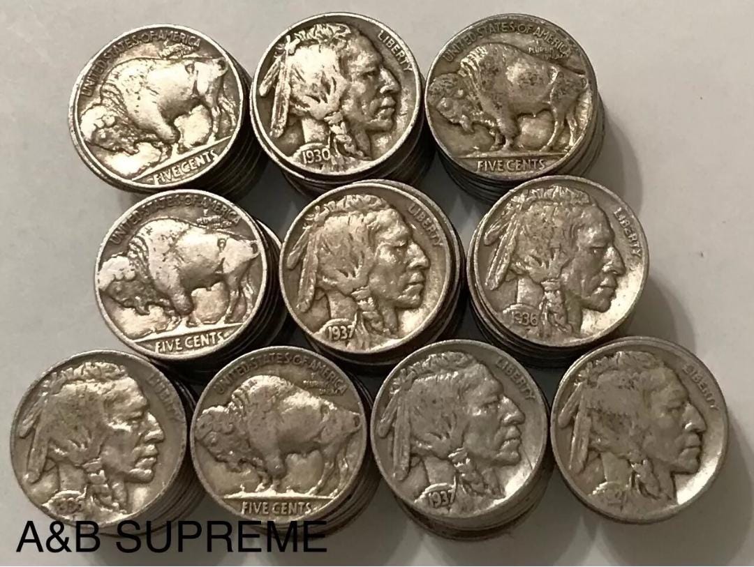 Huge Collection Of 100 FINE Cond. Buffalo Nickels Old Estate Sale Lot