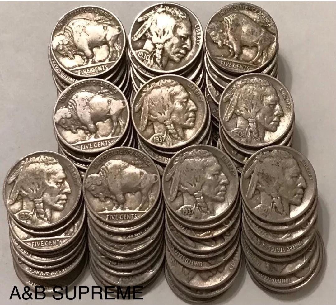 Huge Collection Of 100 FINE Cond. Buffalo Nickels Old Estate Sale Lot