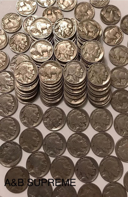 Huge Collection Of 100 FINE Cond. Buffalo Nickels Old Estate Sale Lot