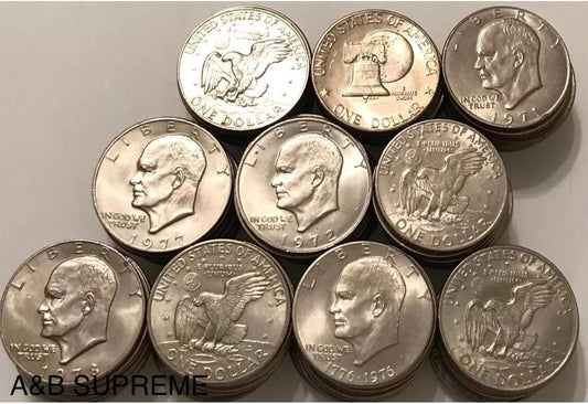 HUGE Lot of 100 AU-BU Uncirculated Eisenhower Dollar 1971-1978 Mixed Dates From Estate Hoard