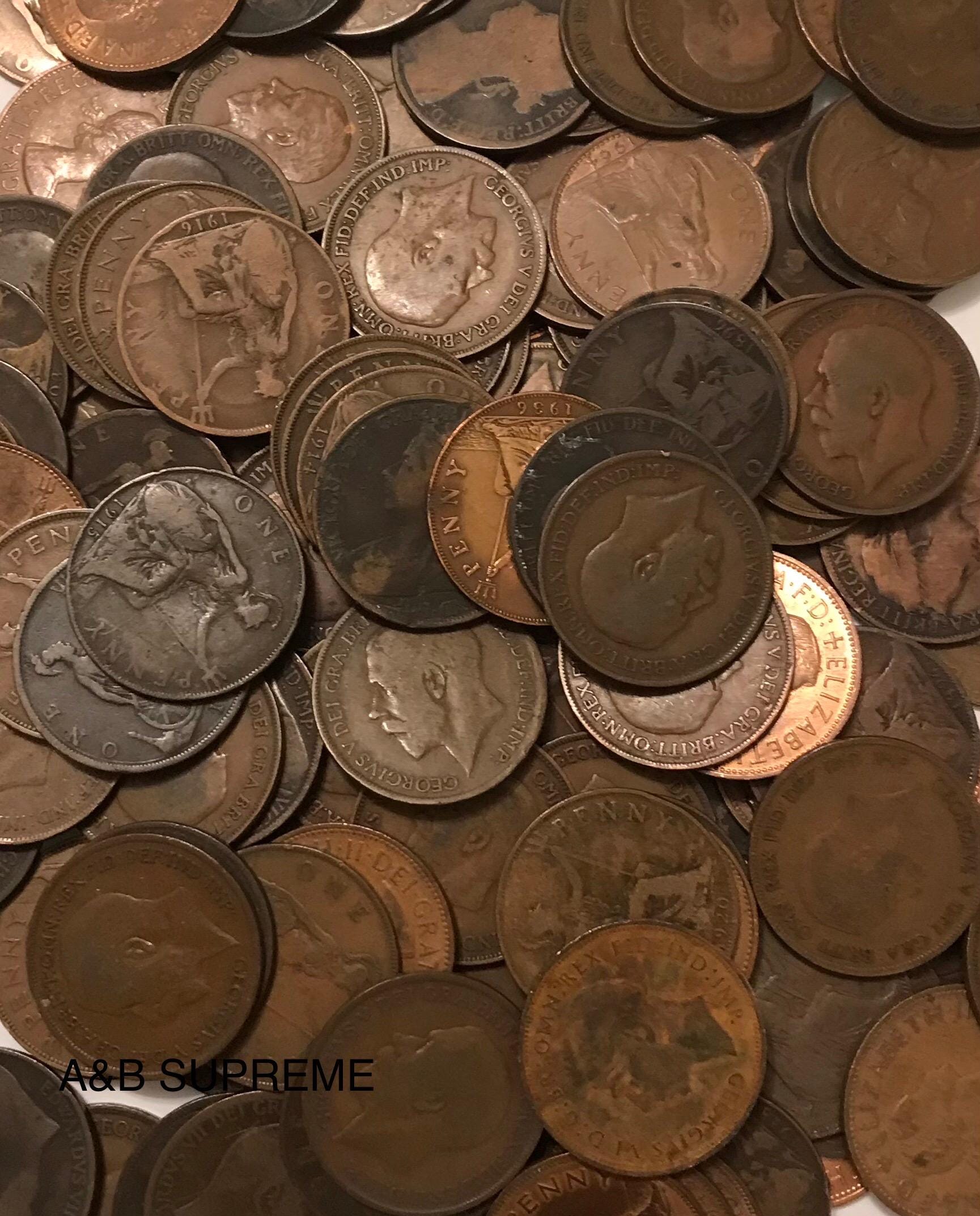 Huge Lot Of 100 1860-1967 United Kingdom British Large Penny English Cents AG Or Better