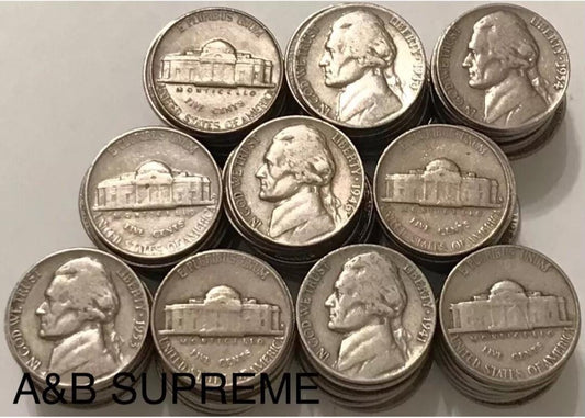 Huge Collection Of 100 Fine-Extra Fine Cond. Jefferson Nickels 1938-1959 Lot
