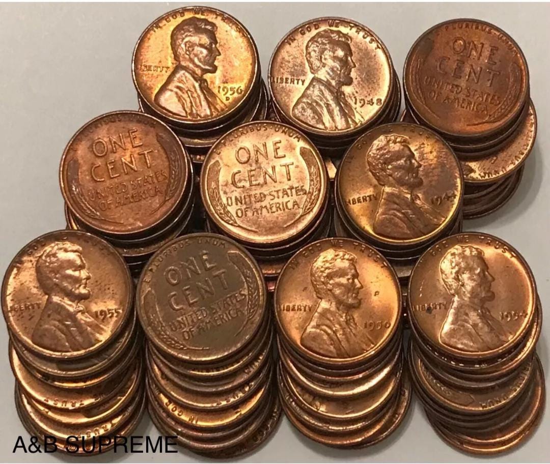 Huge Lot Of 100 Lincoln Wheat Cent Au-Bu Uncirculated 1909-1958 Estate Hoard