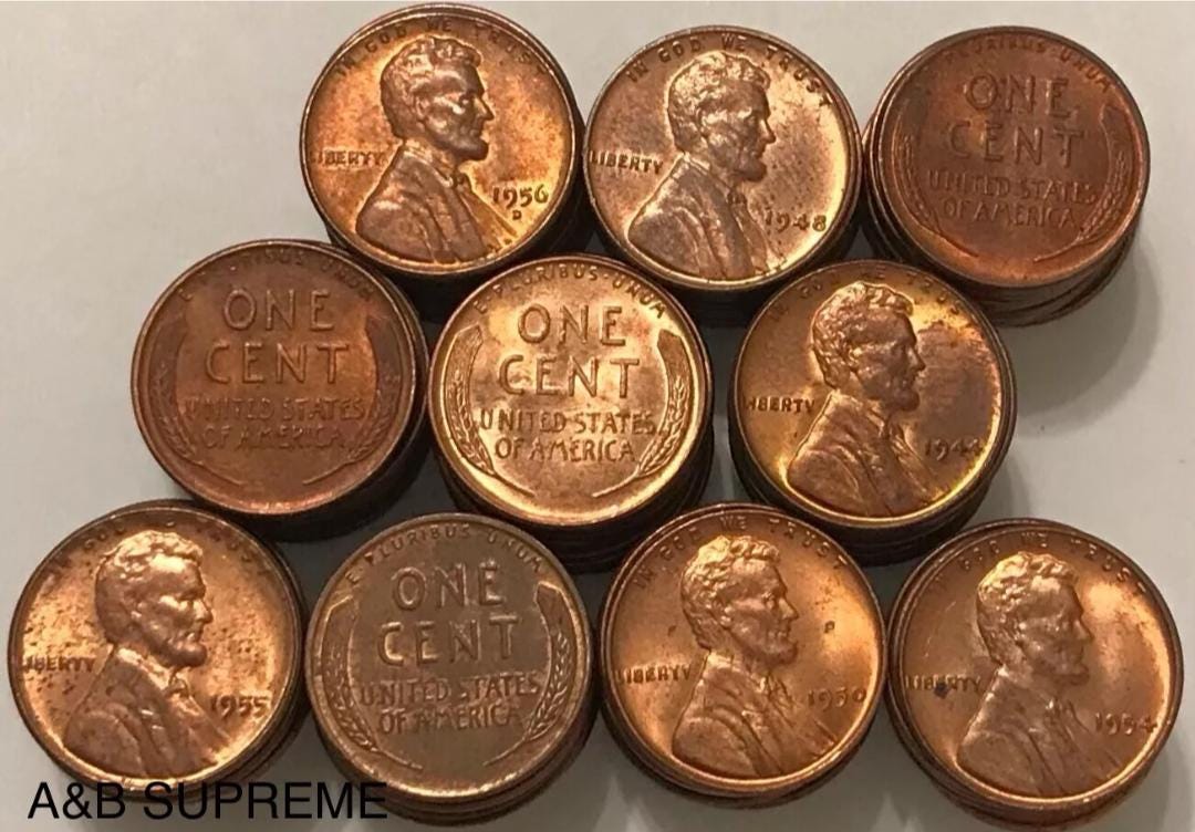 Huge Lot Of 100 Lincoln Wheat Cent Au-Bu Uncirculated 1909-1958 Estate Hoard