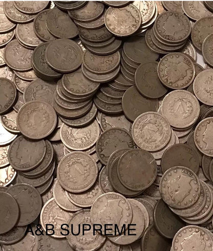 Huge Collection Of 100 Liberty V Nickels Good To Fine Estate Sale Lot