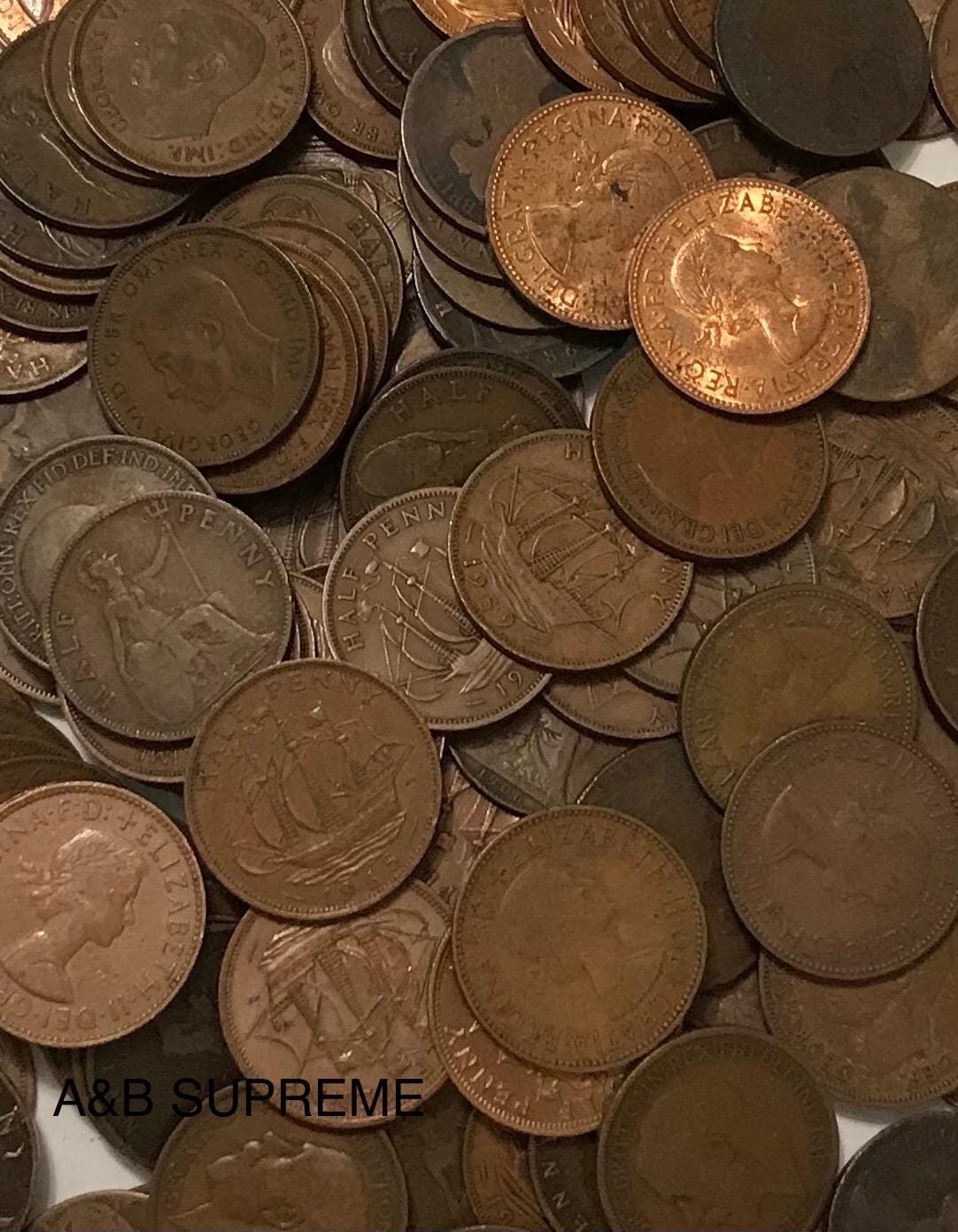 Huge Lot Of 100 1890-1967 United Kingdom British Large Half Penny English Cents AG Or Better